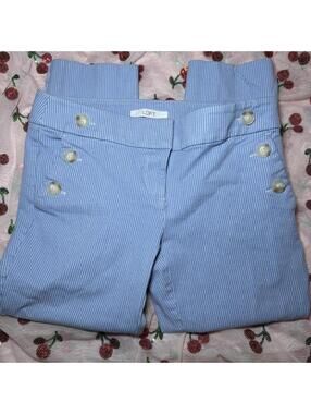LOFT blue pinstripe low-rise capris  with button details Size 0 #y2k